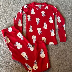 Hanna Andersson Red Snowman Pajama Set
